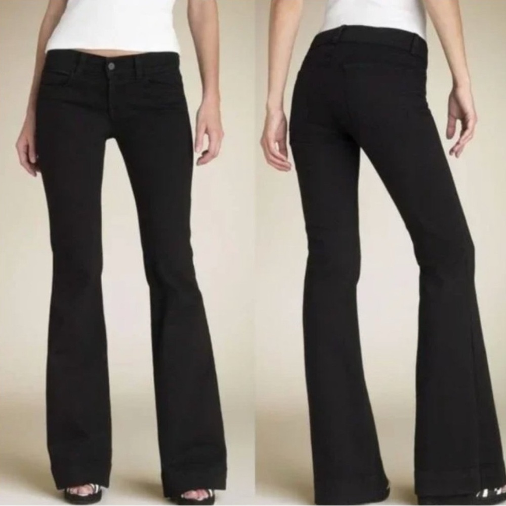 J Brand Lovestory Black Denim Flared Jean Size 25 Bell Bottoms Stretch